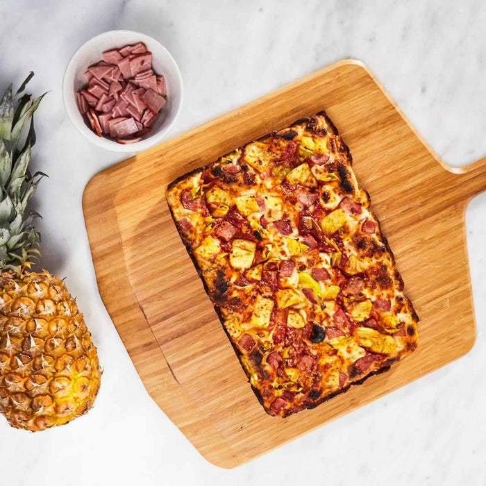 Detroit-style Hawaiian Pizza with Banana Peppers