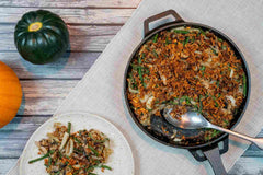 Cast Iron-Baked Green Bean Casserole with Fried Onions