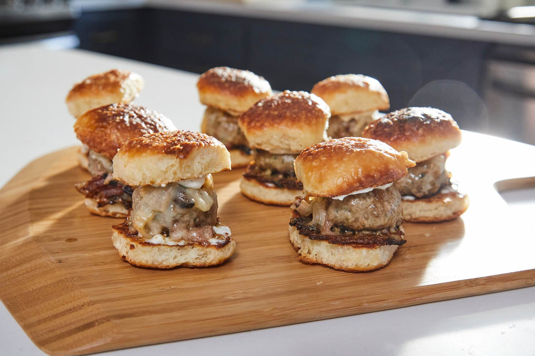 Cheesy Meatball Sliders with Caramelised Onions