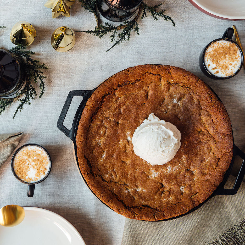 Gooey Gingerbread Skillet Cookie