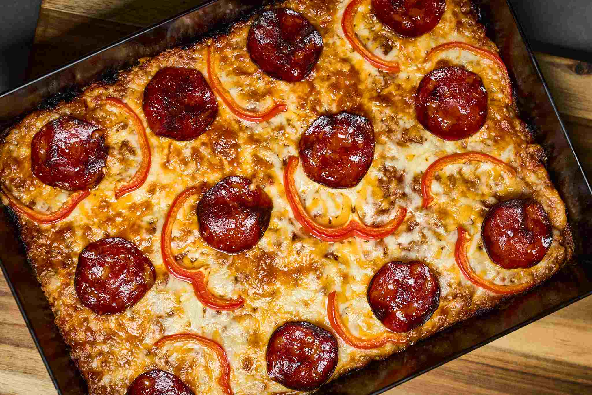 Scandinavian “Saturday Night” Detroit-style Pizza: Lørdagspizza