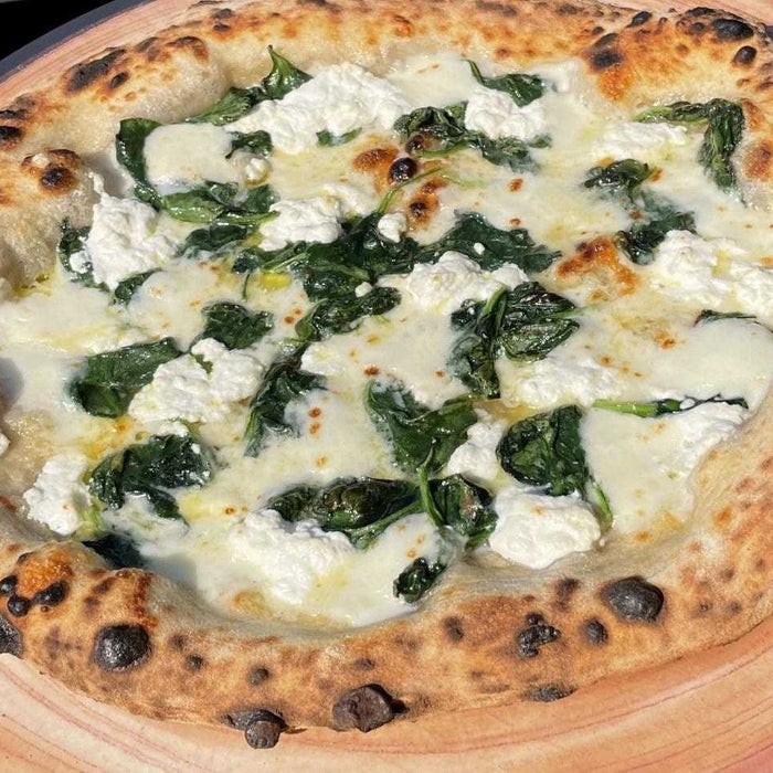 Real Clever Food’s Four Cheese White Pizza with Garlic-Sautéed Spinach