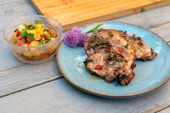 Jerk Pork with Roast Pineapple Salsa