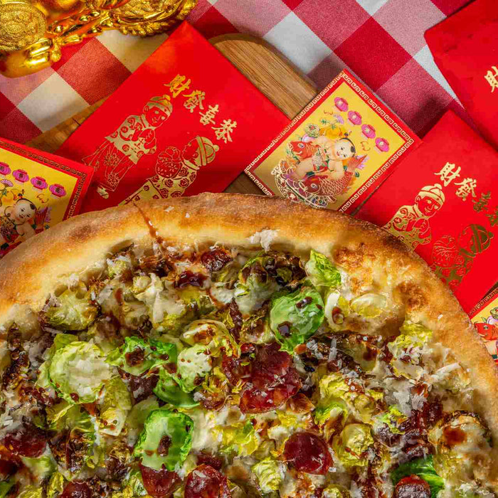 Derrick Tung’s Chinese New Year Pizza with Lap Cheong and Brussels Sprouts