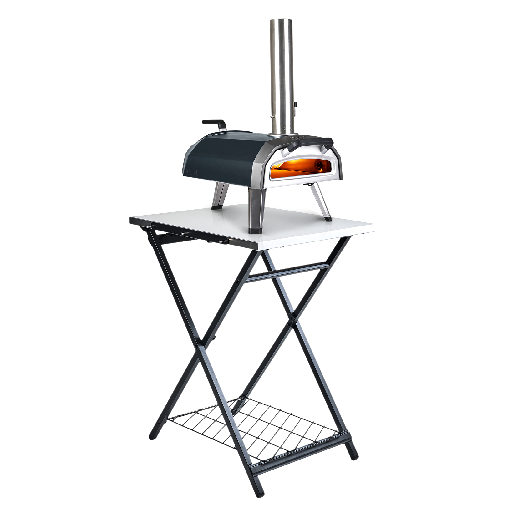 Folding table with Karu 2 multi fuel oven 