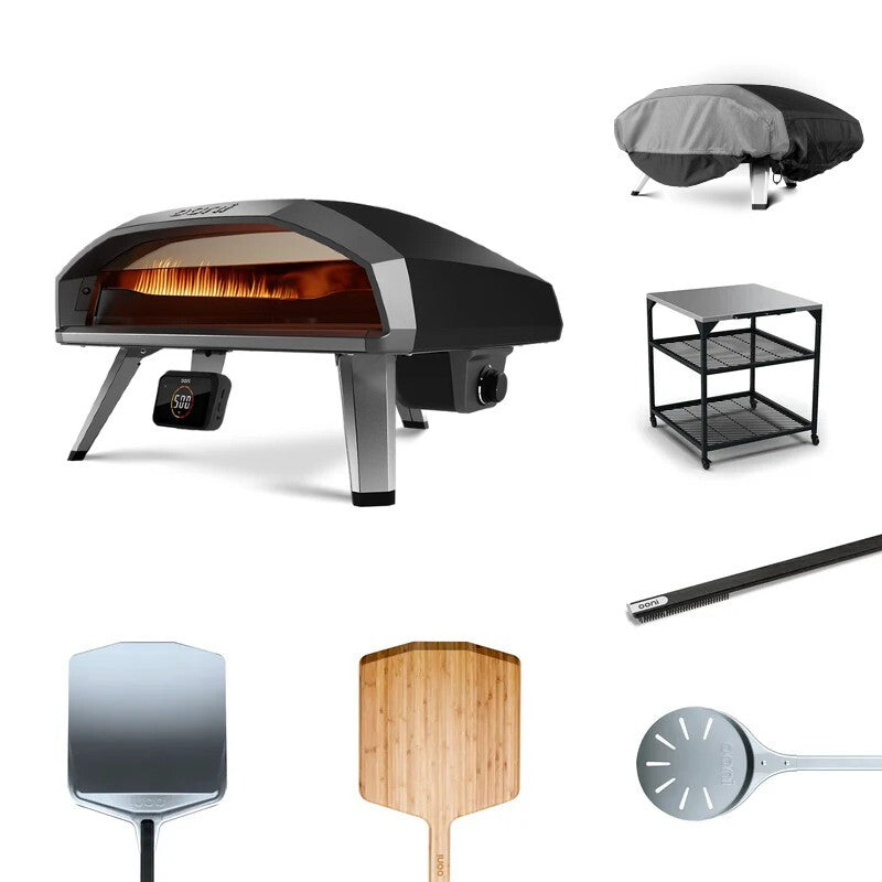 Ooni Koda.2 Pro Outdoor Kitchen Bundle, includes cover, table, brush, turning peel, bamboo and classic peel 