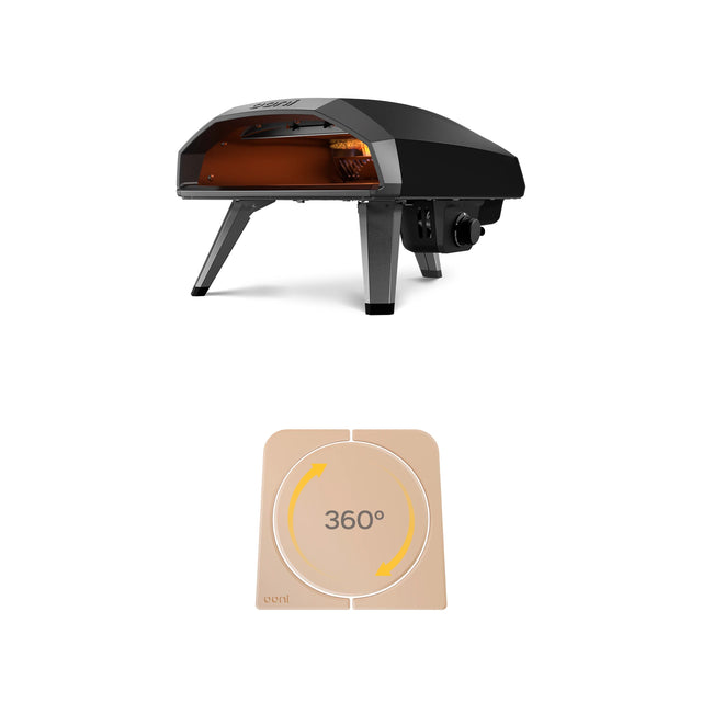 Ooni Koda 2 Rotating stone bundle - with oven and rotating stone separate on white background