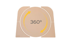 Rotating stone with 360 degrees and arrows signifying rotation movement. 