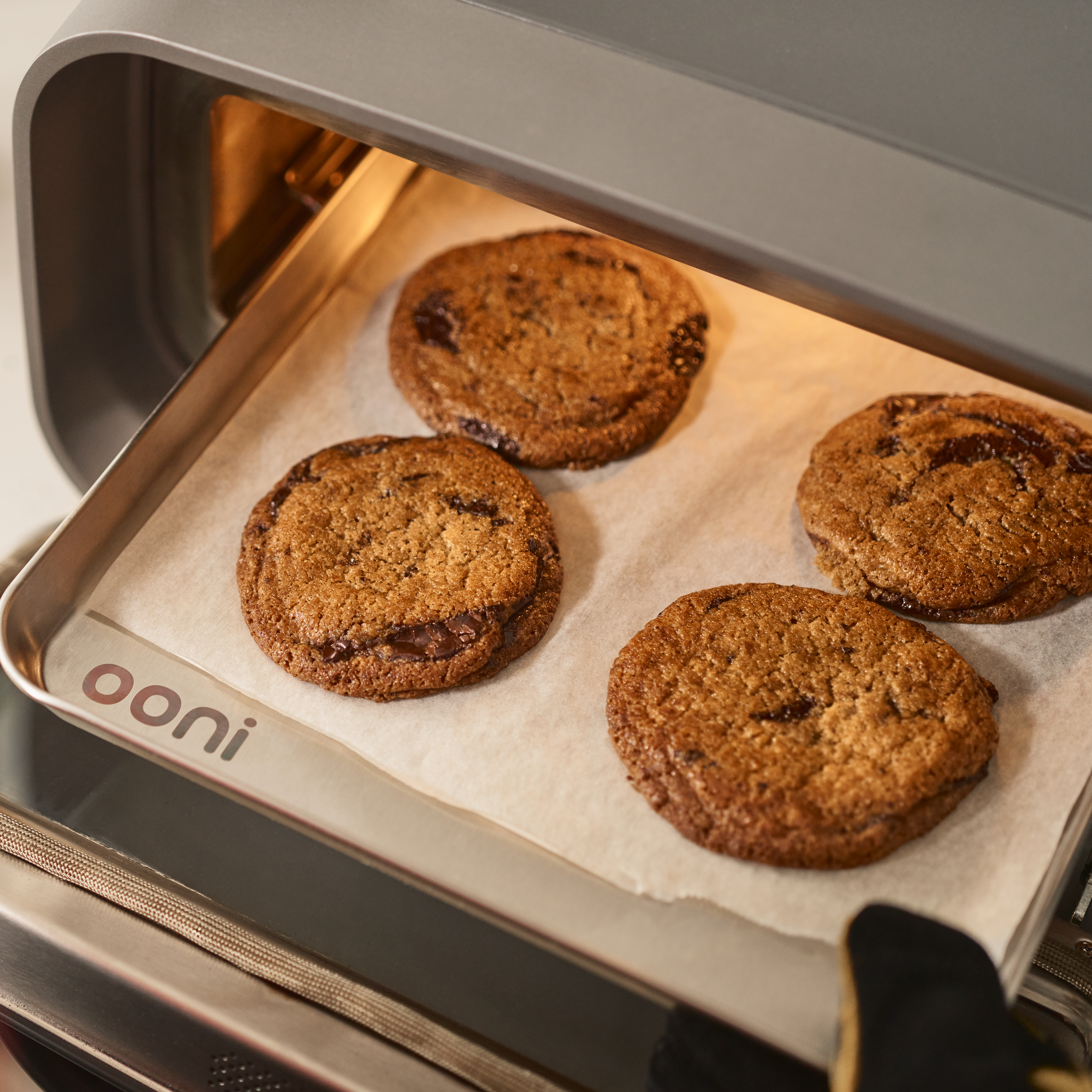 cookies baking on sheet pan for ooni volt 2 